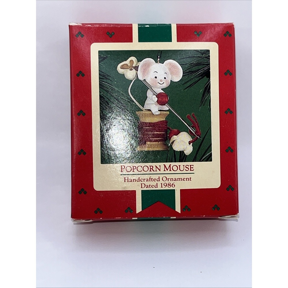 Hallmark‎ 1986 Popcorn Mouse Ornament Holiday Christmas Tree Decorating